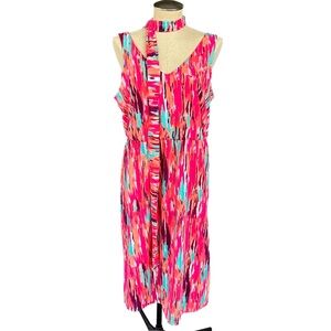 Faded Glory Plus Size Curve Abstract Print Mesh Wrap Madi Dress Size L (12-14)